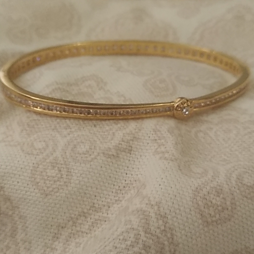 Henri Bendel Crystal and Gold Bangle